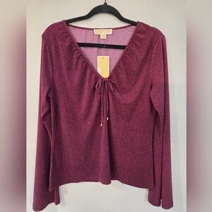 Michael Kors Deep Burgundy Bell  Sleeve Top.  Brand New With Tags.